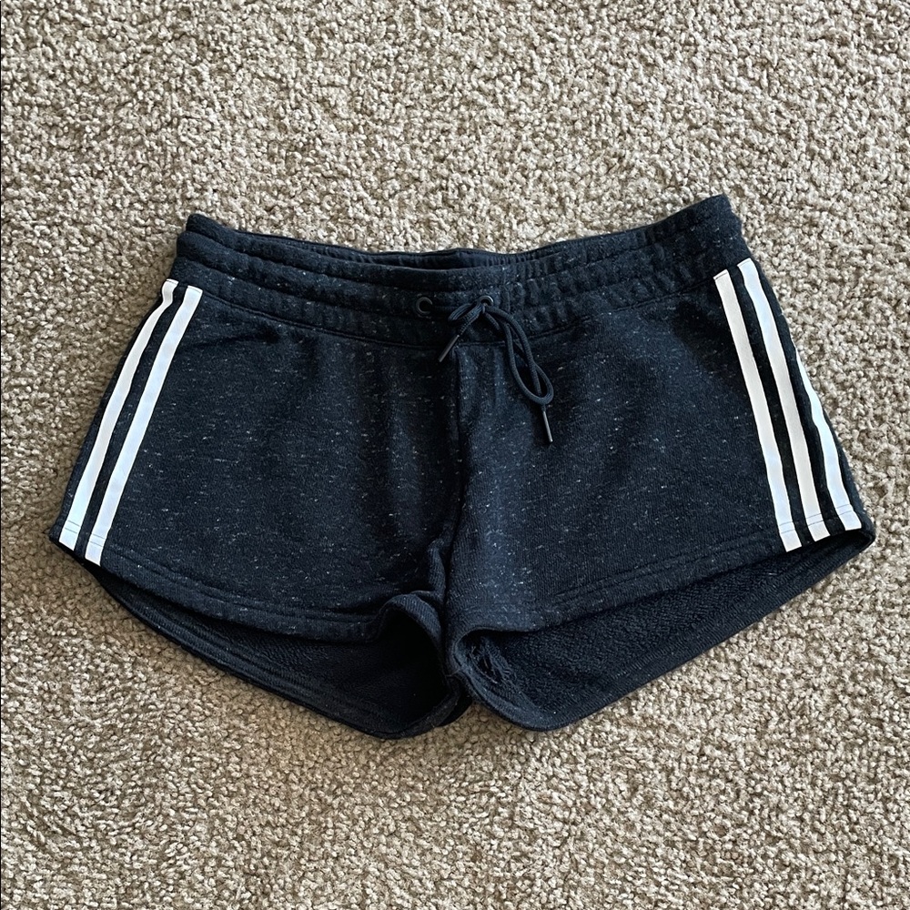 adidas Black Athletic Shorts with White Stripes